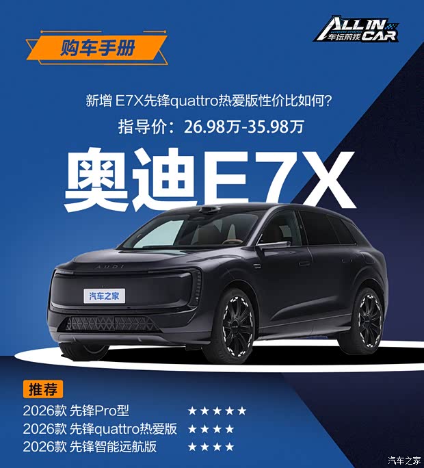 奥迪E7X购车手册 新增配置性价比如何？